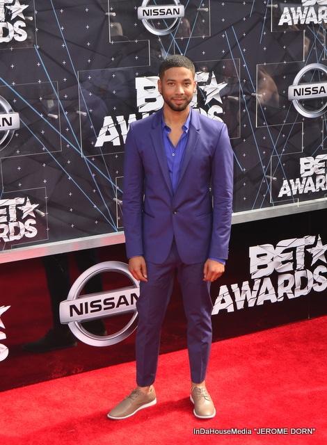 Jussie Smollett on rep carpet at the 2015 BET Awards at Microsoft Theatre In Los Angeles on June 28, 2015 (photo credit: Jerome Dorn) 