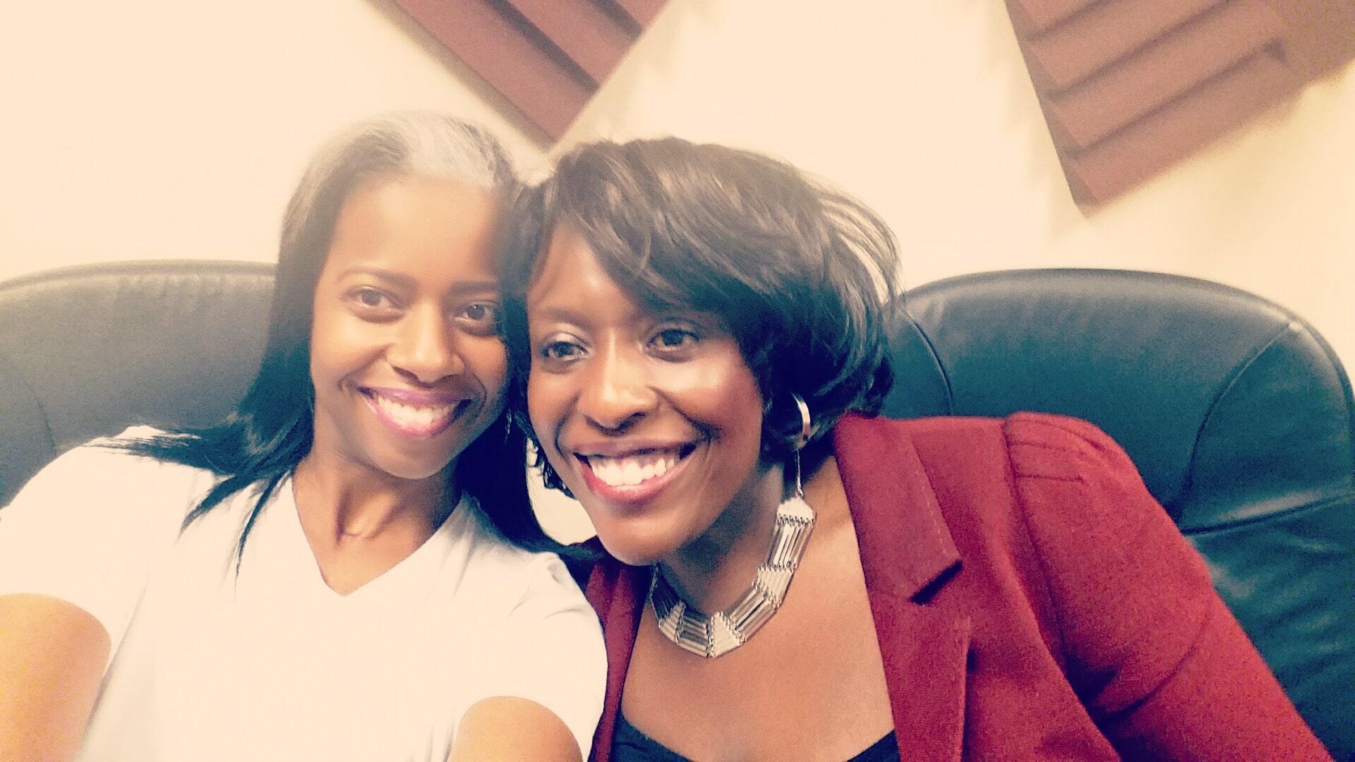 Kunbi Tinuoye in the studio with with Kelly Burton