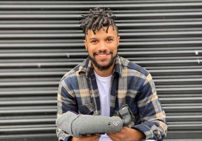 Nate Macabuag with a Koalaa soft prosthetic