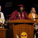 Dr. Melva K. Wallace, President and CEO of Huston-Tillotson University, Ross Moody and his daughter Elle Moody