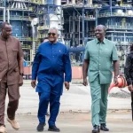 Kenyan President William Ruto and his wife with Dangote Group CEO, Aliko Dangote at Nigerian refinery