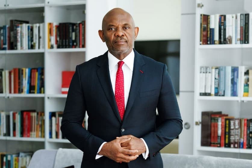 Tony Elumelu in a library