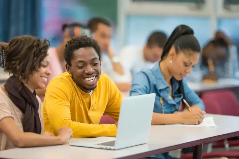 Black college students studying together